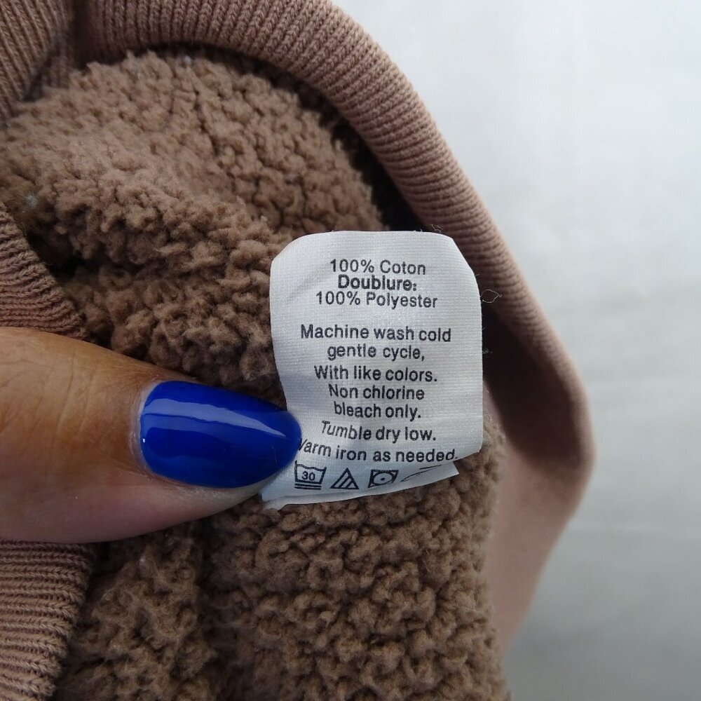 J Crew Brown Dusty Rose Full Zip Hoodie Fleece Lined Jacket Women Size L 29810 - Picture 6 of 9